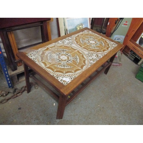 217 - MID CENTURY TEAK TILE TOP COFFEE TABLE