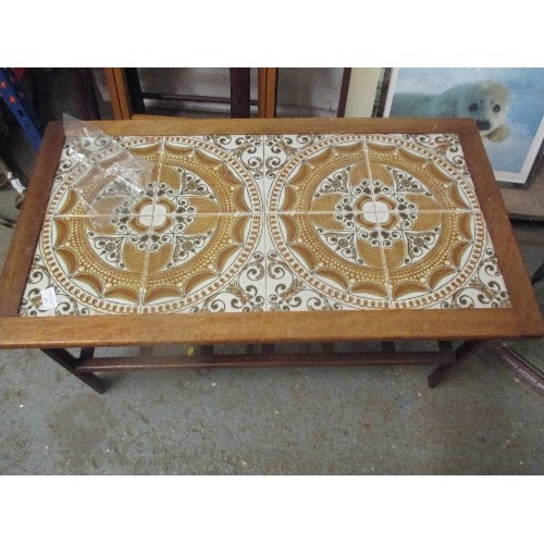 217 - MID CENTURY TEAK TILE TOP COFFEE TABLE