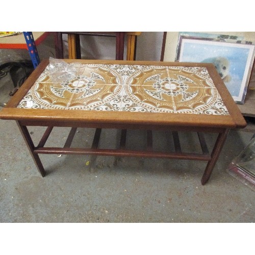 217 - MID CENTURY TEAK TILE TOP COFFEE TABLE