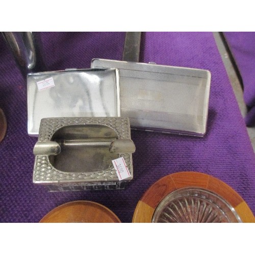 170 - CHROME PLATED CIGARETTE CASES, ASHTRAYS AND TABLE LIGHTER