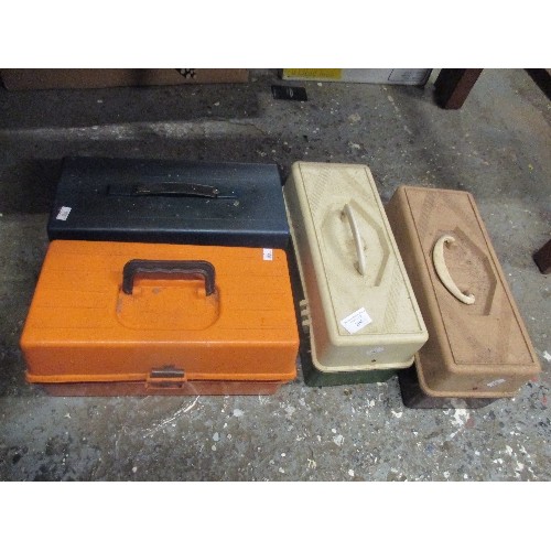 204 - FOUR PLASTIC TOOL BOXES WITH CONTENTS