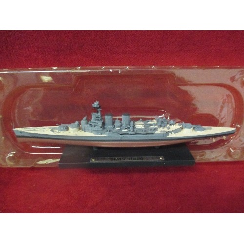 83 - FOUR SCALE MODELS BY ATLAS EDITIONS INC BISMARCK, HMS HOOD AND TWO AZOREAN WHALERS