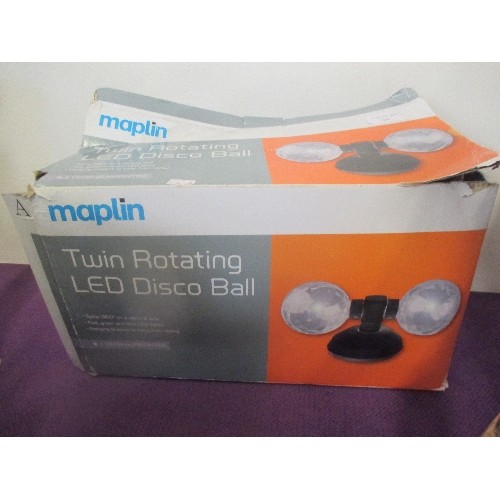 86 - TWIN ROTATING LED DISCO BALL, BOX INSTRUCTIONS AND FULLY WORKING