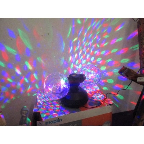 86 - TWIN ROTATING LED DISCO BALL, BOX INSTRUCTIONS AND FULLY WORKING