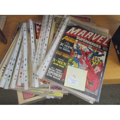 218 - QUANTITY OF VINTAGE ACTION COMICS INC MARVEL, SPIDER MAN WEEKLY, THE SUPER HEROES ETC