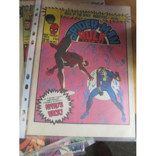 218 - QUANTITY OF VINTAGE ACTION COMICS INC MARVEL, SPIDER MAN WEEKLY, THE SUPER HEROES ETC