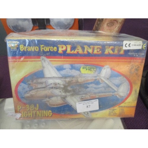 87 - VINTAGE MODEL PLANE KITS INC FROG ALCOCK & BROWN VICKERS VIMY 1/72 SCALE BIPLANE, BRAVO FORCE PLANE ... 