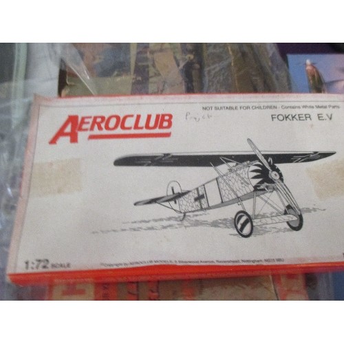 87 - VINTAGE MODEL PLANE KITS INC FROG ALCOCK & BROWN VICKERS VIMY 1/72 SCALE BIPLANE, BRAVO FORCE PLANE ... 