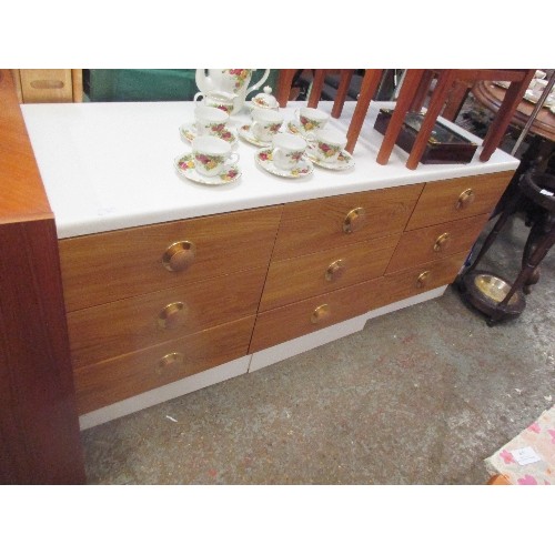 315 - TRIPLE WIDTH CHEST OF DRAWERS WITH WOODEN HANDLES - 152CM W