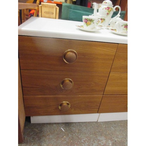 315 - TRIPLE WIDTH CHEST OF DRAWERS WITH WOODEN HANDLES - 152CM W