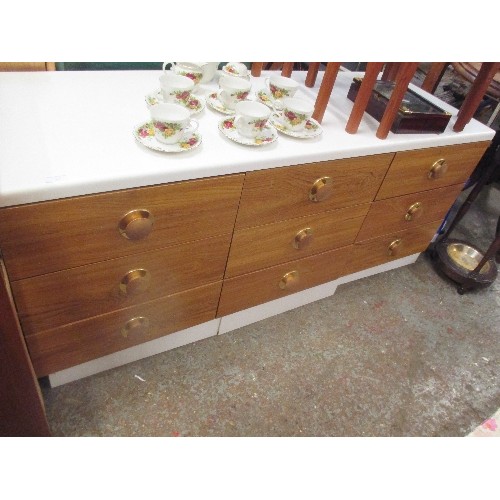 315 - TRIPLE WIDTH CHEST OF DRAWERS WITH WOODEN HANDLES - 152CM W