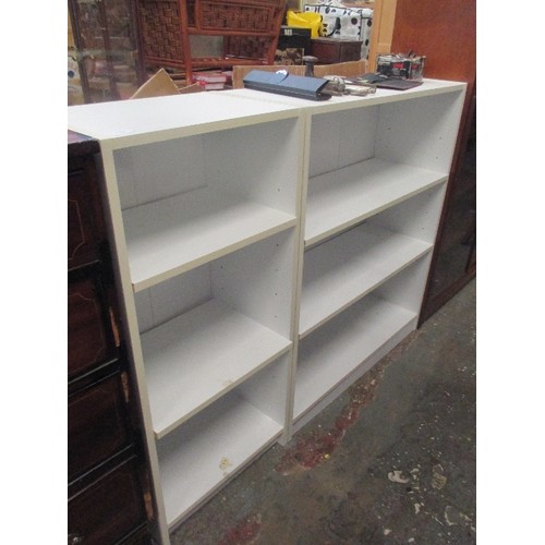 262 - TWO WHITE MELAMINE SHELF UNITS WITH ADJUSTABLE SHELVES