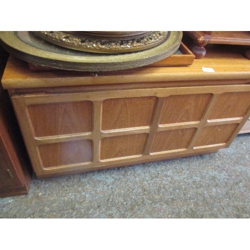 297 - NATHAN FURNITURE TEAK UNIT WITH PANELLED DROP DOWN DOOR