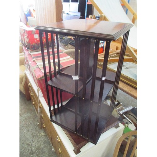 316 - EDWARDIAN STYLE MAHOGANY REVOLVING BOOKCASE WITH  INLAY TO TOP