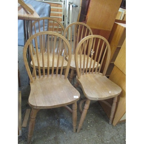 318 - SET OF FOUR WELL MADE SOLID WOOD WINDSOR DINING CHAIRS WITH CRINOLINE CROSS STRETCHERS