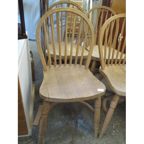 318 - SET OF FOUR WELL MADE SOLID WOOD WINDSOR DINING CHAIRS WITH CRINOLINE CROSS STRETCHERS