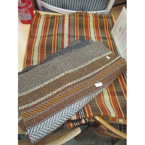 321 - A RETRO RUG AND RETRO FABRIC IN  ORANGE / BROWN / RUST  WEAVE