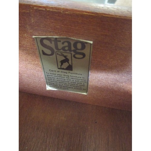 351 - TWO STAG FURNITURE BEDSIDE CUPBOARDS WITH SLIDES - BRASS HANDLES AND KNOBS