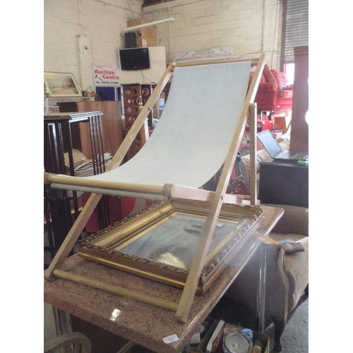 344 - VINTAGE CANVAS AND WOOD DECKCHAIR