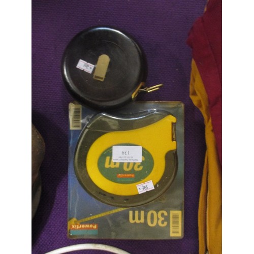 139 - 30 METRE POWERFIX TAPE RULE (NEW IN PACKAGING)  AND A 15 METRE RULE