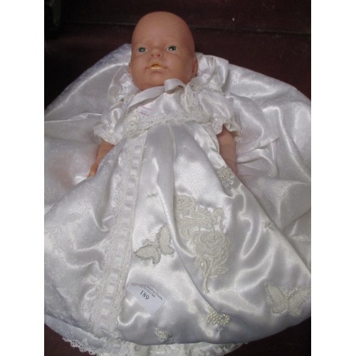 189 - A BABY DOLL IN A CHRISTENING ROBE