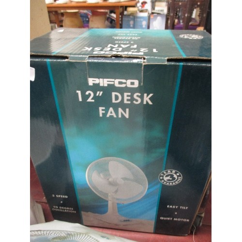 190 - THREE DESK FANS INCLUDING 12