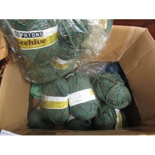 373 - BOX OF BALLS OF WOOL (PATONS BEEHIVE SHETLAND-STYLE CHUNKY X 15 BALLS, JAEGER MATCHMAKER SPORT NAVY ... 