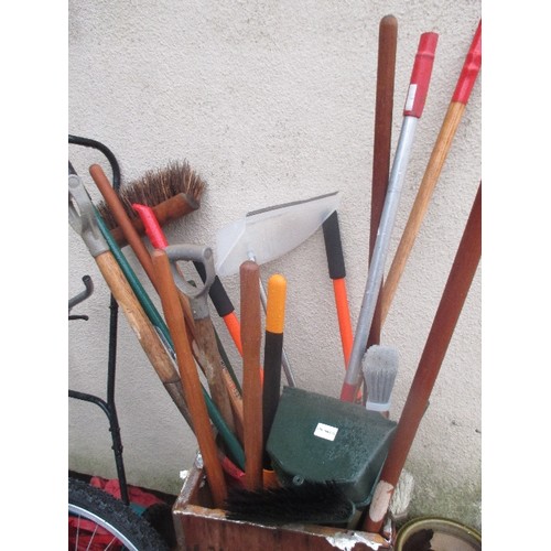 398 - GARDEN RAKE, HOE, SHEARS ETC