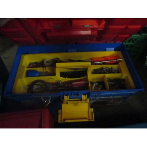 235 - FOUR SMALL TOOL BOXES WITH CONTENTS OF SMALL HAND TOOLS ETC