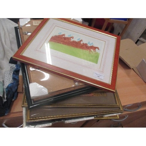 300 - PICTURES, PRINTS AND FRAMES INCLUDING A LIMITED EDITION PRINT OF CHELTENHAM HORSE RACING - ALSO ORIG... 