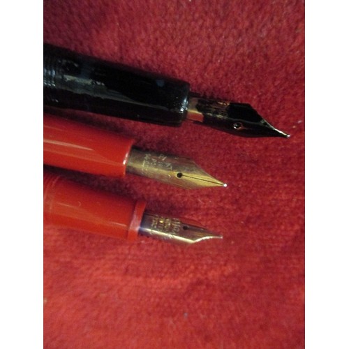 10 - THREE FOUNTAIN PENS ALL WITH 14 CT GOLD NIBS BY PLATIGNUM