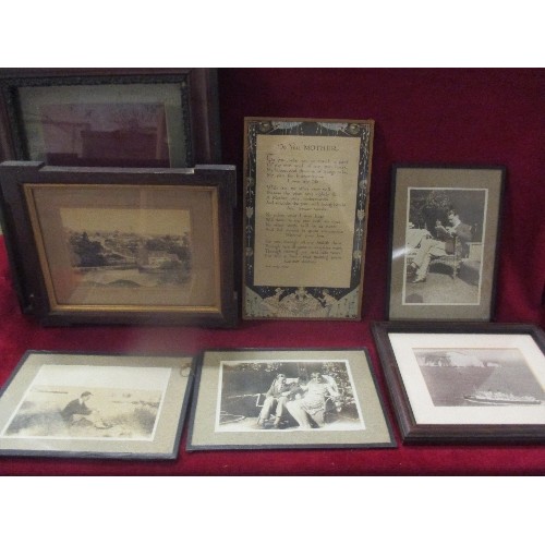 51 - A BOX OF VINTAGE PHOTOS AND FRAMES. INCLUDES A 19TH CENTURY FRAMED PHOTOGRAPH OF 