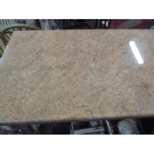 346 - MODERN KITCHEN STAND ALONE WORKTOP / BREAKFAST BAR /TABLE - MOTTLED SAND WORKTOP WITH CHROME PLATED ... 