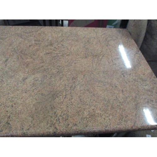 346 - MODERN KITCHEN STAND ALONE WORKTOP / BREAKFAST BAR /TABLE - MOTTLED SAND WORKTOP WITH CHROME PLATED ... 