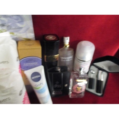 90 - PERFUMES [USED] INC CHANEL, ANAIS ANAIS, VANDERBILT, HAND CREAM, ALSO 2 NEW PACKS OF PANTY-LINERS. T... 