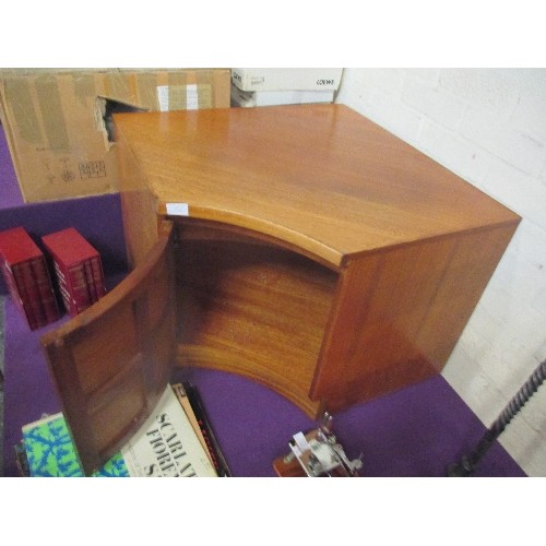 163 - RETRO NATHAN CORNER CUPBOARD/ TV CABINET. CURVED FRONT AND DOOR.