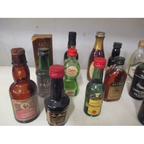 76 - COLLECTION OF 25 MINIATURES. MOST ARE SEALED. INC GRAND MARNIER, OLYMPICO, DEVON MEAD AND BOLSKUMMEL... 