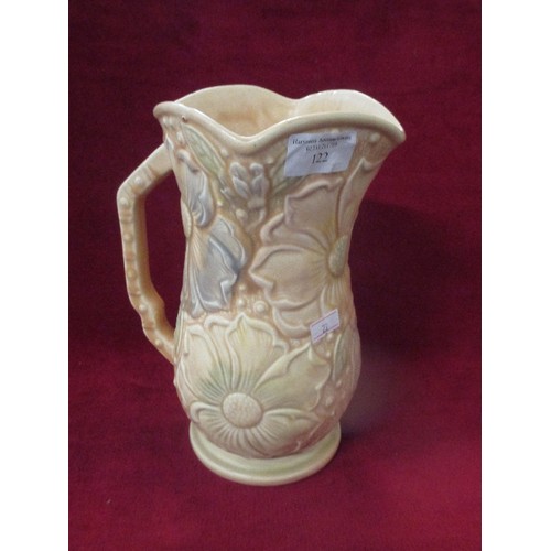 122 - LOVELY VINTAGE 1930'S PRICE KENSINGTON WARE 'SUNFLOWER' FLORAL RELIEF JUG.