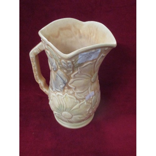 122 - LOVELY VINTAGE 1930'S PRICE KENSINGTON WARE 'SUNFLOWER' FLORAL RELIEF JUG.