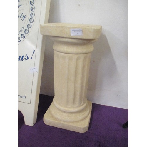 131 - TERRACOTTA/CERAMIC PLINTH/COLUMN, PAINTED IN IVORY. 43CM H.