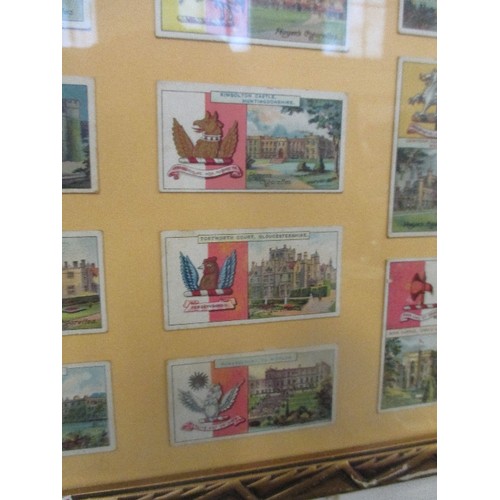 150 - INTERESTING COLLECTION OF 45 VINTAGE CIGARETTE/TEA-CARDS, DISPLAYED IN A GILT FRAME. EACH DEPICTS A ... 