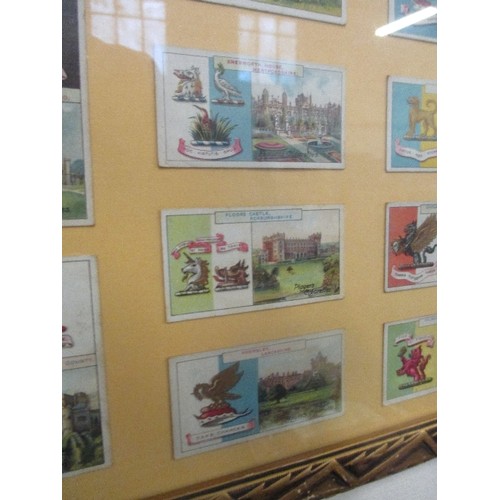 150 - INTERESTING COLLECTION OF 45 VINTAGE CIGARETTE/TEA-CARDS, DISPLAYED IN A GILT FRAME. EACH DEPICTS A ... 