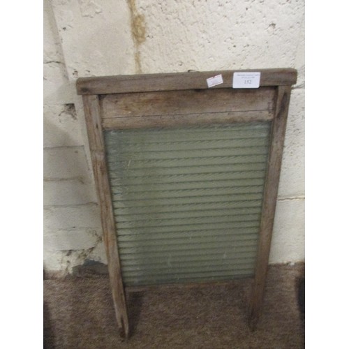 152 - VINTAGE WASHBOARD, GLASS WITH WOODEN FRAME.