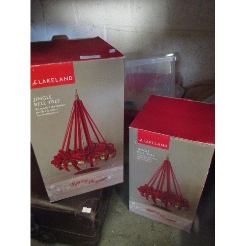 145 - QUALITY CHRISTMAS ITEMS. INCLUDING 2 X LAKELAND JINGLE BELL TREES[BOXED] 2 X DUNELM GLITTER TWIG TRE... 