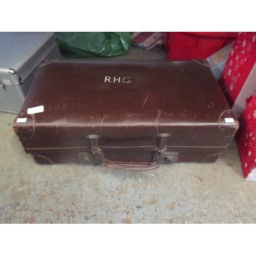 146 - A VINTAGE SUITCASE. MEDIUM SIZE, BROWN, BY REVELATION LUGGAGE. BEARS THE INITIALS 'RHC'