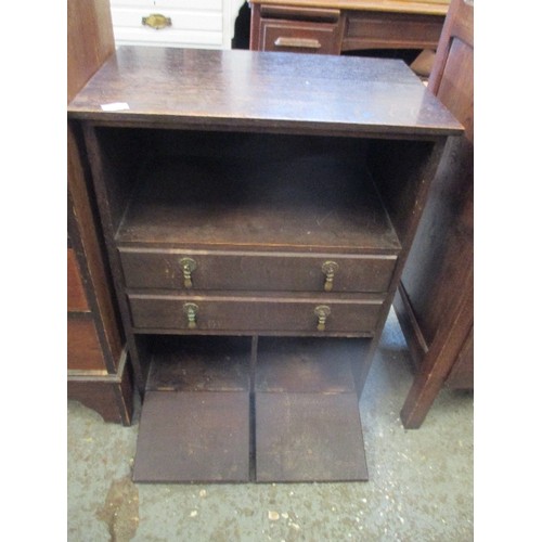 316 - VINTAGE SOLID OAK CHEST WITH SHELF, DRAWERS AND CUPBOARD