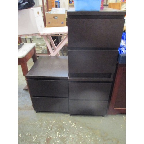 324 - THREE SMALL CHESTS OF DRAWERS, EACH WITH 2 DRAWERS - IN BLACK ASH EFFECT