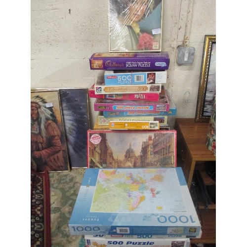 337 - LARGE QUANTITY OF GOOD JIGSAW PUZZLES SOME UP TO 2000 PIECES. INCLUDES 