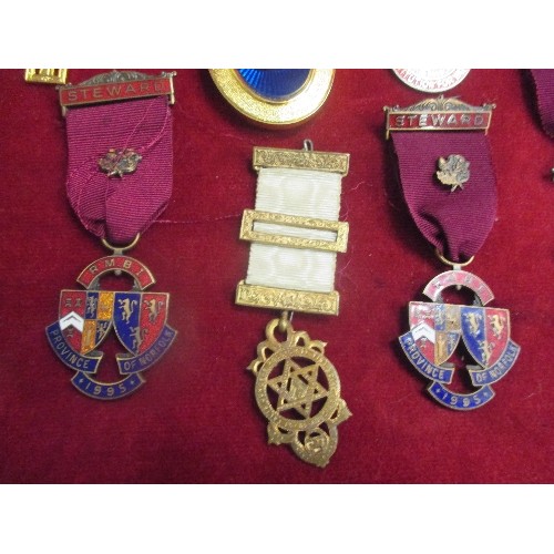 17 - COLLECTION OF MASONIC MEDALS INCLUDING NORFOLK OVAL WITH DOVE OF PEACE, R.M.B.I. PROVINCE OF NORFOLK... 