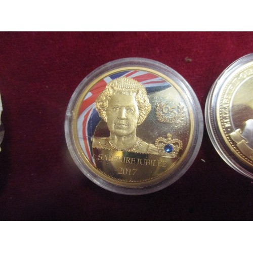 21 - 7 X PROOF COINS INCLUDING GIBRALTAR 24ct GOLD PLATED GIBRALTAR 2017 SAPPHIRE JUBILEE CROWN, GIBRALTA... 